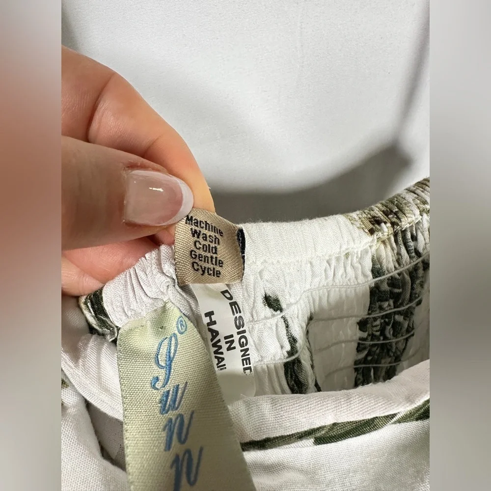 Sunny Island Hawaii Womens Halter Tropical Rayon Dress Green Ivory Size 2XL - Picture 10 of 14